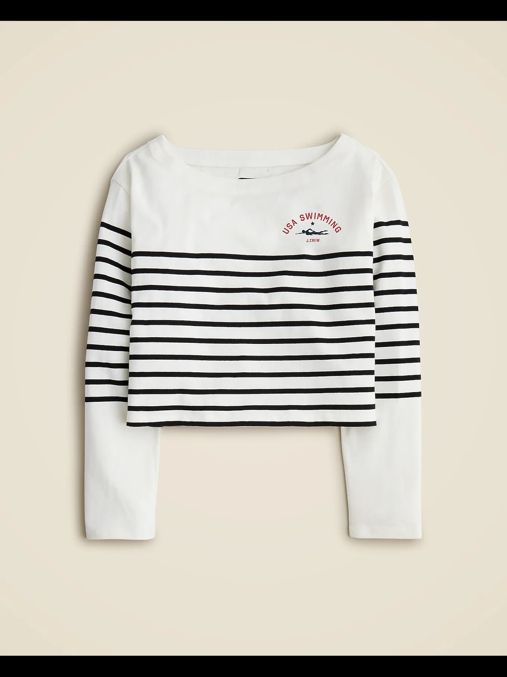 J. Crew Limited Edition Cropped Boatneck T-shirt in Striped Mariner Cotton